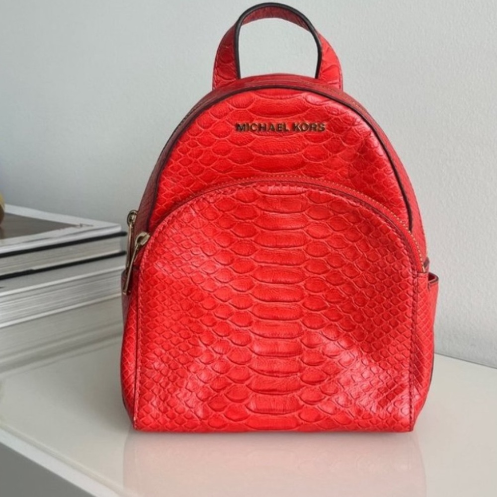 Mini Michael Kors Fiery Red Textured Backpack